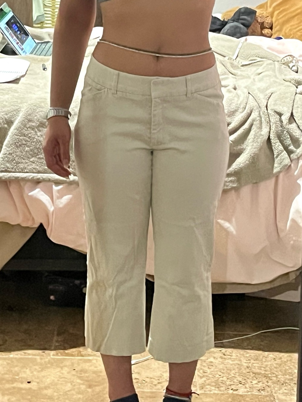 Vintage Y2K Kenar Low Rise Ivory Capri Pants Size 6